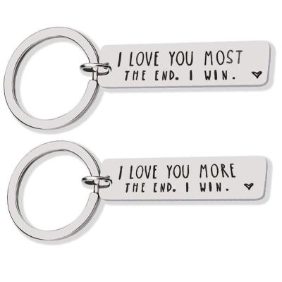 China Hot Selling Engraved Stainless Steel Car Key Chains Amazon Amazon Couples I Love You Keychains For Lovers for sale