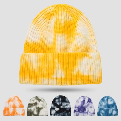 China New JOINT Trending Warm Woolen Winter Tie Dye Gradient Colors Knitted Hats For Man And Women for sale