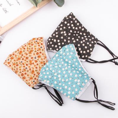 China Other Hot Fashion Floral Cotton Maskes With Nasal Bridge Three-Layer Fabric Washable Breathable Printed Masking for sale