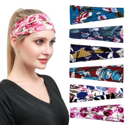 China New Multifunctional Printed Antiperspirant Wide Edge Turban Hair Accessories Multiple Designs Sports Headband Yoga Headband Ties For Women for sale