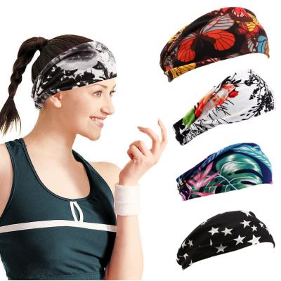 China Amazon Multifunctional Wholesale Printed Sweat-absorbent Women's Sweat-absorbent Women's Yoga Sports Wide Brim Fitness Headband for sale