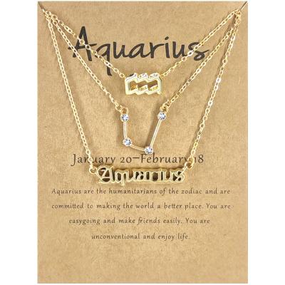 China GOGO FASHION JEWELRY Trendy 3 Pcs Set Zodiac Sign Crystal 12 Constelations Pendants Necklace For Women With Map for sale