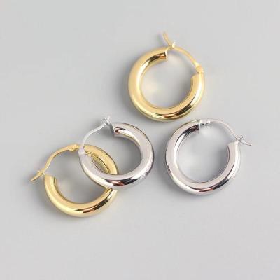 China JEWELRY GOGO FASHION Trendy Minimalist Gold and Silver Plated Titanium Stainless Steel Circle 18k Earrings For Women for sale