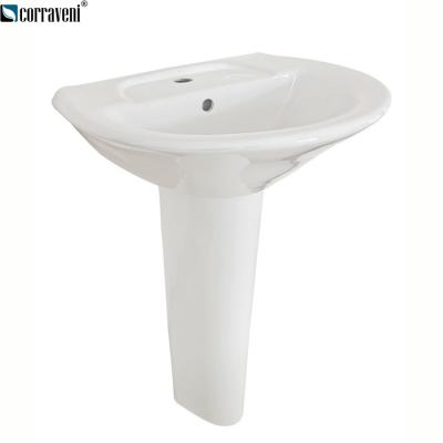 China Modern Ceramic Pedestal Bathroom Sink Pedestal Wash Basin Sanitary Ware for sale