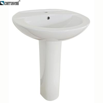 China Modern Ceramic Pedestal Wash Basin Sink With Pedestal Bathroom Sanitary Ware for sale