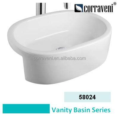 China New modern design sanitaryware art basin semi recessed ceramic basin for sale