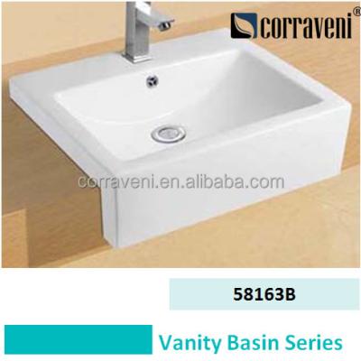 China New modern design sanitaryware art basin semi recessed ceramic basin for sale