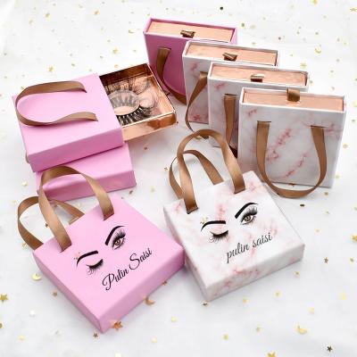 China Real handmade wholesale 3d mink color eyelash packaging with custom logo, sleeve paper box with custom logo boxes color lashes for sale