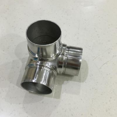 China Connect pipes stainless steel 3 way round tube connector/pipe connector/90 degree type for sale