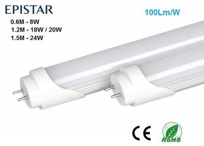 China Aluminum T8 LED Tube Light 1.5M 24W, 1.2M 20W, 0.6M 8W, AC85-265V 100Lm/W,CRI>80 PF>0.9,  2500-7000K, 3 years warranty for sale