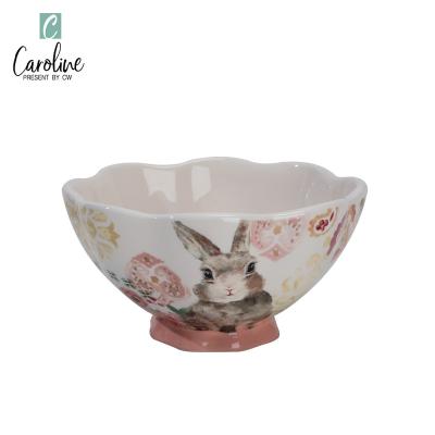 China Easter Viable Bunny Bowl Ceramic Salad 6inch for sale