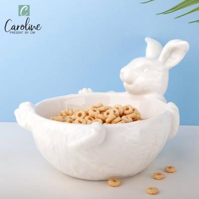 China Fashionable Cute Eco-friendly Sustainable Nordic 3D Bunny Easter Candy Fruit Bowl Home Table for sale