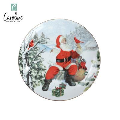 China Viable Custom Ceramic Plates Printing Designs For Christmas Cake Dessert Plate for sale