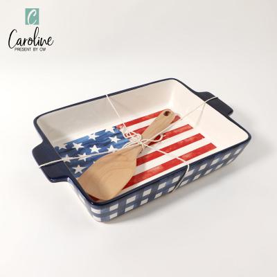 China Viable American Flag Bakeware Logo Ceramic Kitchen Baking Dishes Custom Filters for sale