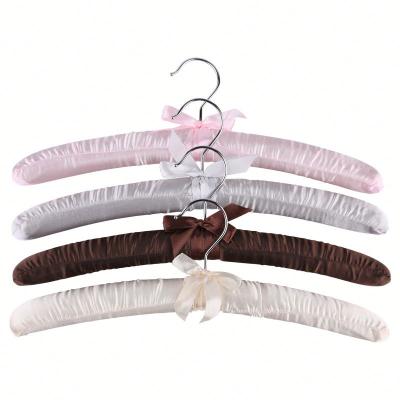 China Huasheng Non-slip Ladies Elegant Cloth Hanger Satin Hanger Display Hanger for sale