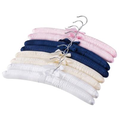 China Nice home clothes high quality natural color household satin hanger for sale