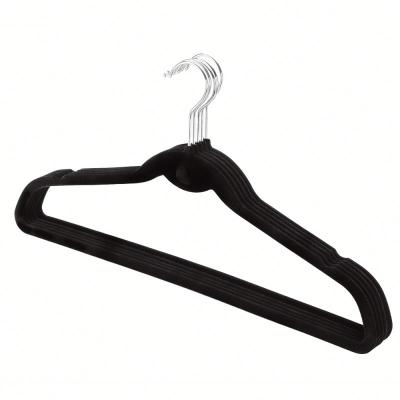 China Hanger Black Velvet Waterfall Hangers Ultra Slim Non Slip Clothes Coat Suit Hanger for sale