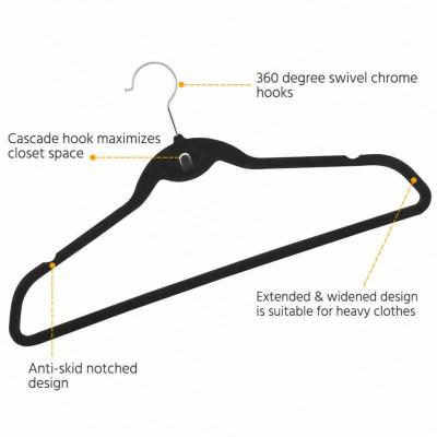 China Black Gray Customized Wholesale Customized Cloth Hanger Garment 50 Pack Coat Velvet Hangers For Cloths for sale