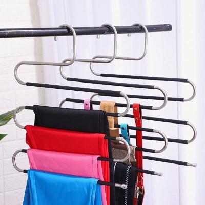 China 2021 Storage 2021 Stainless Steel Cheap Pants Hangers Metal Multilayer Type S Pants Hangers S for sale