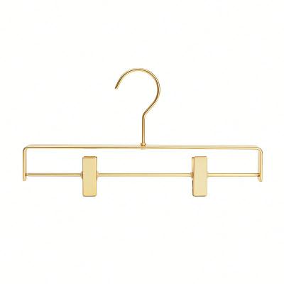 China Hot Selling Gold Shiny Hanger Eco-friendly Metal Material Aluminum Hangers For Pants With Clips for sale