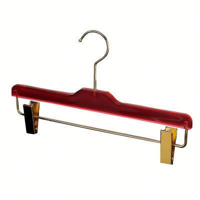 China Clothes Show Hanger Hanger Manufacturer High Quality Acrylic Show Light Red Plastic Pants for sale