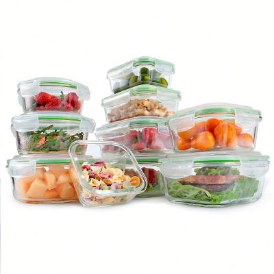 China Best Quality Sustainable Customized Microwave Plastic Containers Wholesale Price Airtight Glass Food Storage Container With Lids for sale