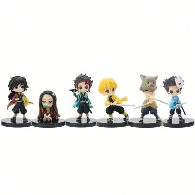 China Cartoon Toy 6 Pcs Hotsale Q Versions Demon Slayer Complete PVC Anime Figure Full Set for sale