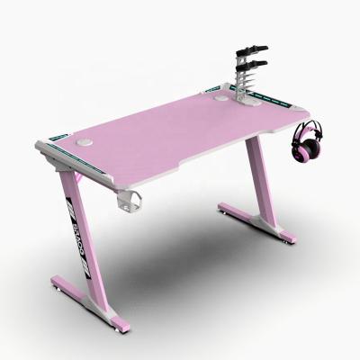 China Custom Modern Home Office Computer Gaming Computer Gaming Desk RGB Pink Convertible Table Physical Channels for sale