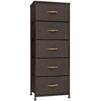 China Viable Custom Design Industrial Living Room Bedroom Tall 5 Drawer Dresser Fabric Storage Tower for sale