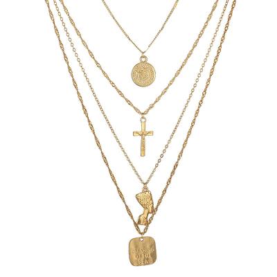 China Wholesale Bohemian Design Hot Selling Vintage INS Fashion New Bohemian Gold Plated Cross Choker Pendant Necklace for sale