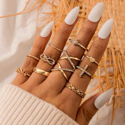 China BOHEMIA Latest Fashion Wholesale New Design Alloy Bohemian Ring Set Gold Plated Vintage Ring Women Accessories Jewelry for sale