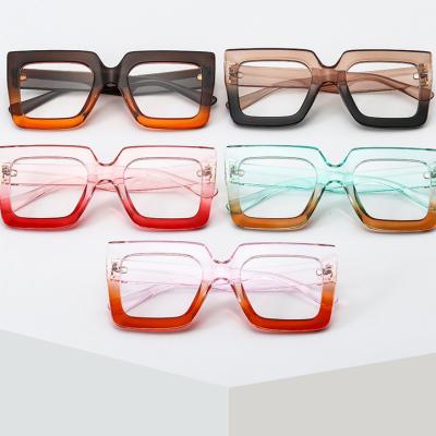 China For Reading Glasses 2021 Shape Transparent Optical Frame Glasses Glasses To Women Men Oversized Square River Colorful for sale