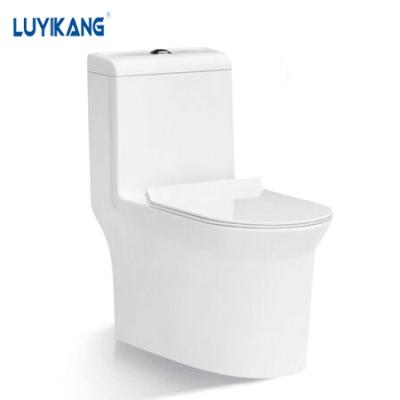 China L889 Sanitary Ware Singapore Double-flush Whirlpool Sanitary Swirl Double Siphon Sanitary One Piece Bathroom Standard Floor Standing Toilet for sale