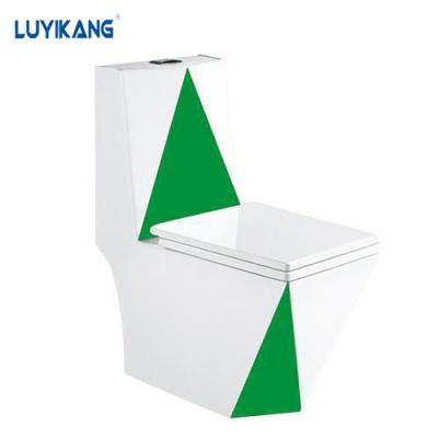 China L2058 Double-flush Green Bathroom Foshan Colorful One-piece Toilet Bowl Price for sale