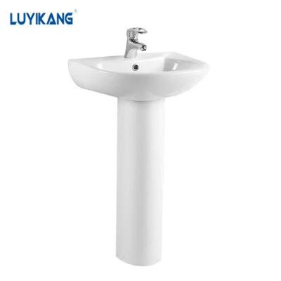 China Hot Sale L3096 Pedestal Wash Basin Home Bathroom Hotel Viable Ceramic Art Basin for sale