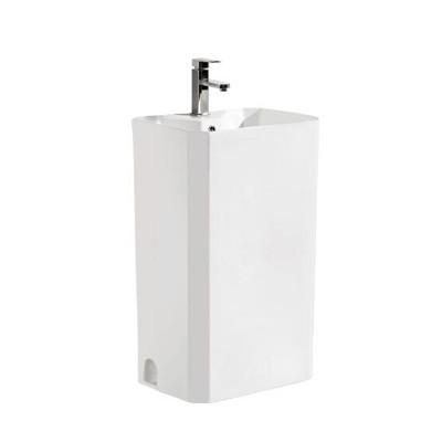 China New Square L7162 Shape Floor Standing Bathroom Pedestal Sink Ceramic Pedestal Sink Viable Model for sale