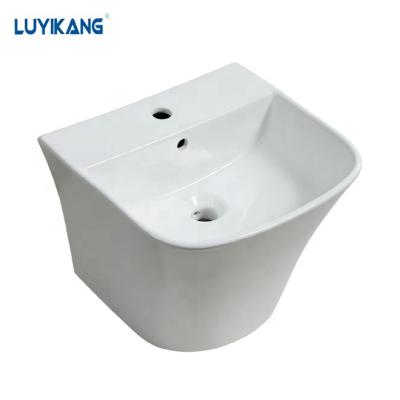 China L228 Sustainable Wall Hung Sink Ceramic Square Basin One Piece Bathroom Sink for sale