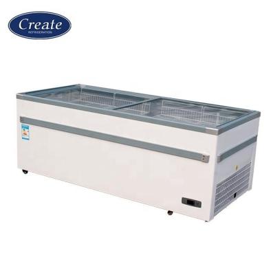 China Commercial Single-temperature Ice Cream Display European Commodities Display Frozen Flat Island Cabinet for sale