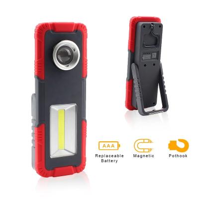 China Donlyn Strong Zoomable Flashlight Portable Rechargeable Magnetic Magnet COB Led Working Light With Hook for sale