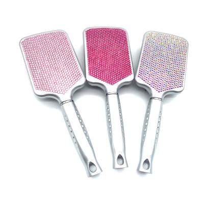 China Salon Factory Wholesale Rhinestone Paddle Brush Hair Comb Brushes Professional Wig Brush Styling Tools for sale