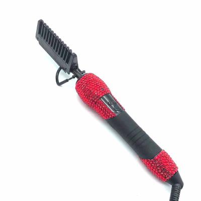 China Tourmaline Anti-Scald Straightening To Comb 500 Degree Diamond Ceramic Bling Hot Comb For Afro Women for sale