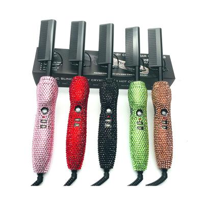 China Wholesale Bling Crystal Hair Curling Straightener Factory Wholesale Fast High Level Comb Hair Straightener and Comb for sale