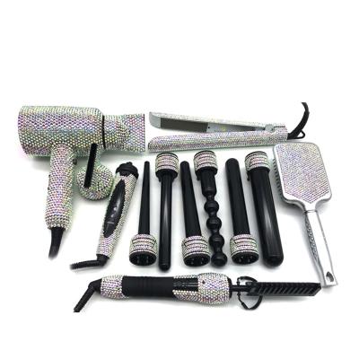 China Hair Tool Kit 5 Pcs Outdoor Professional Hot Bling Faux Stone Wavy Curler & Hot Hair Pressing Comb for sale