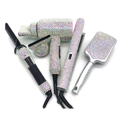 China Outdoor Luxury Bling Hot Hair Tool Kit Straightener Iron Comb And Brush Set for sale