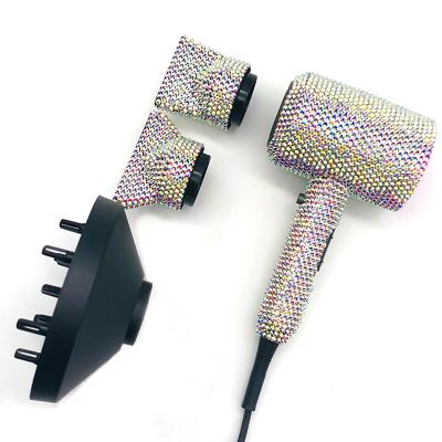 China Bling Diamond Hair Blow Dryer With Ionic Hot Selling Professional Sexy Portable Displacement Diffuser for sale