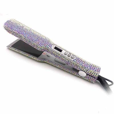 China 2 Inch Outdoor Nano Titanium Flat Diamond Wide Hair Straightener Crystal High Temperature Flat Iron For Salon for sale