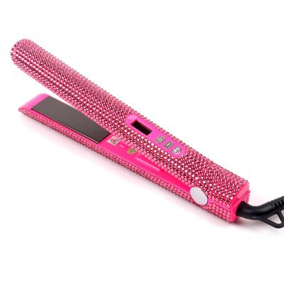 China wholesale new design private label hotel diamond flat iron plancha de cabello bling hair straightener for sale