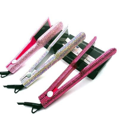 China Hot Styling Tools LCD Temperature Display High Tempeature 480 Degree Faux Stone Bling Hair Straightener Hair Flat Iron for sale