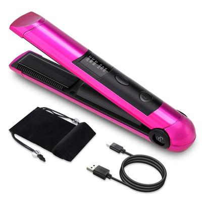 China Mini Hotel USB Rechargeable Flat Iron with Ceramic Dishes Portable Cordless Hair Straightener for Travel for sale