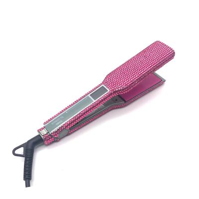 China Outdoor Hot Selling Ceramic Bling Faux Stone Wide Flat Iron Touch Screen Ceramic Hair Straightener for sale